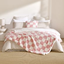 Checkered Plush Faux Fur Throw